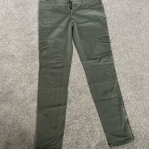 Fusion brand Olive Green Cargo Style fitted Jeans with Ankle Zipper size 5